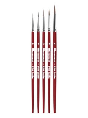 Pro Sable paint brushes, sizes 0-4, Monument Hobbies, new